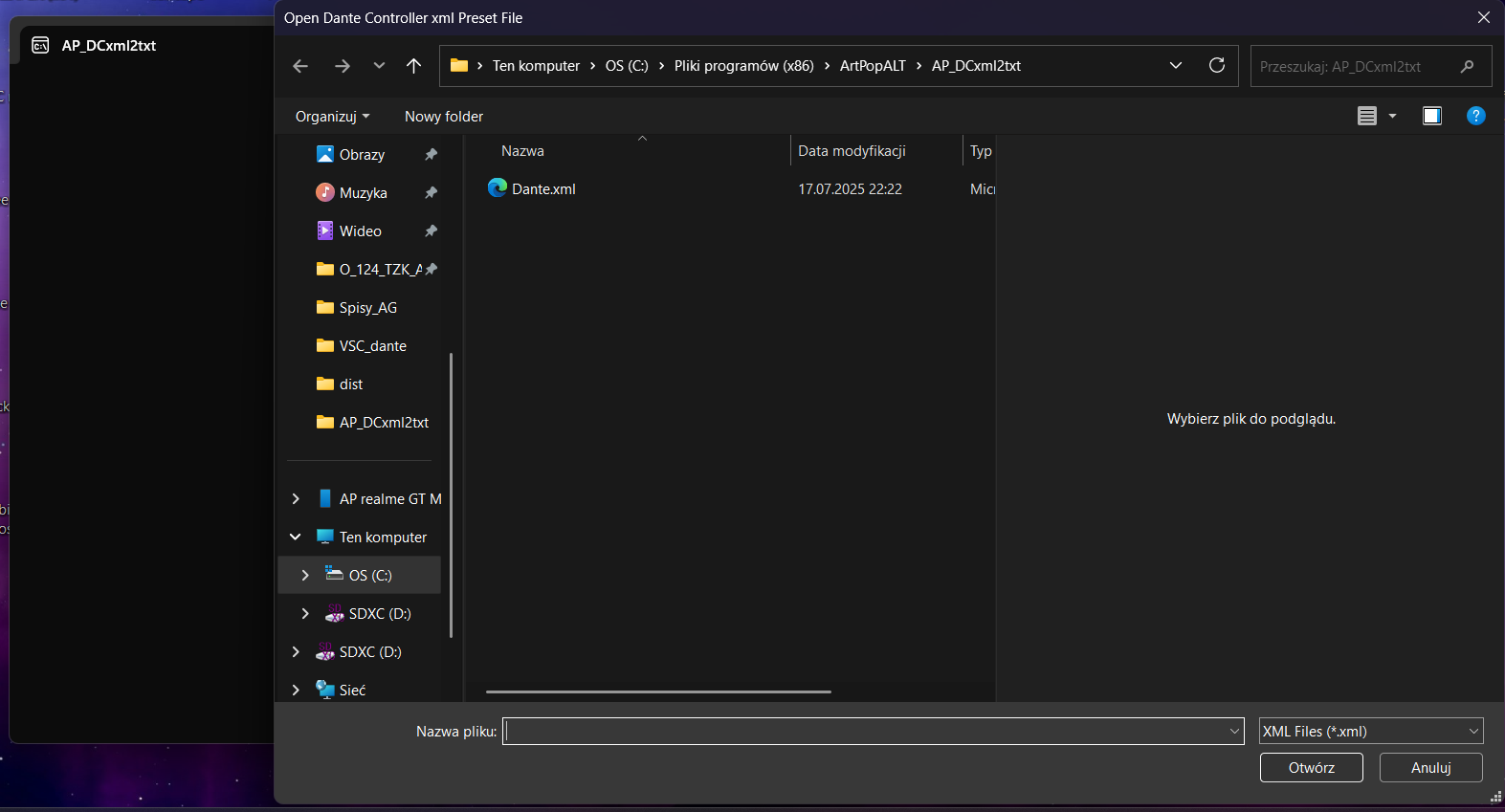 Open file dialog