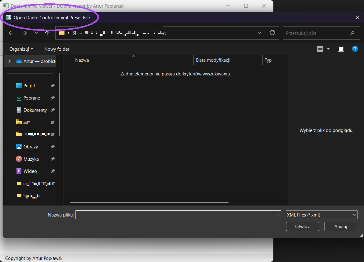 Open XML window